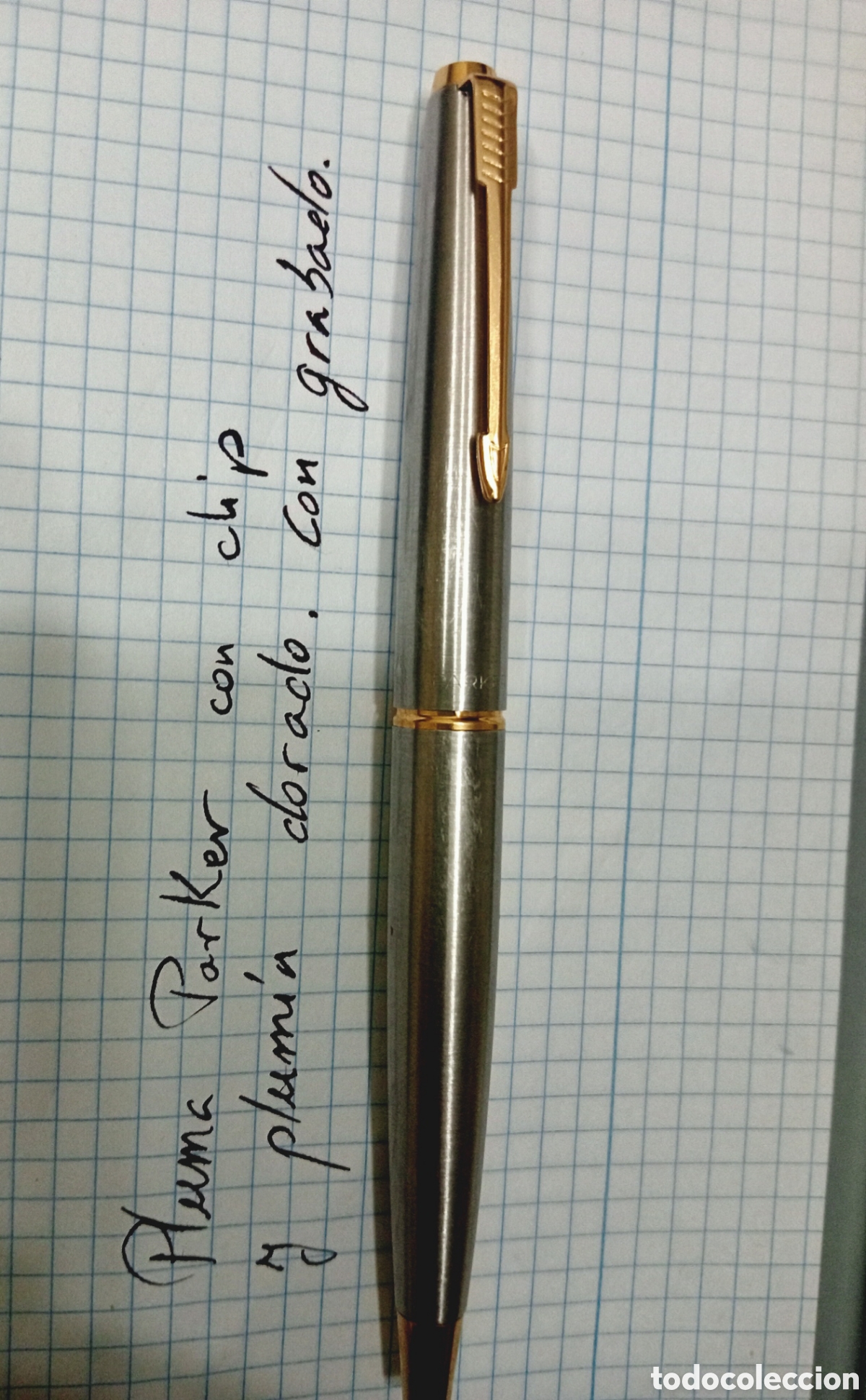 Plumas estilogr&aacute;ficas antiguas: Pluma Parker acero y dorado