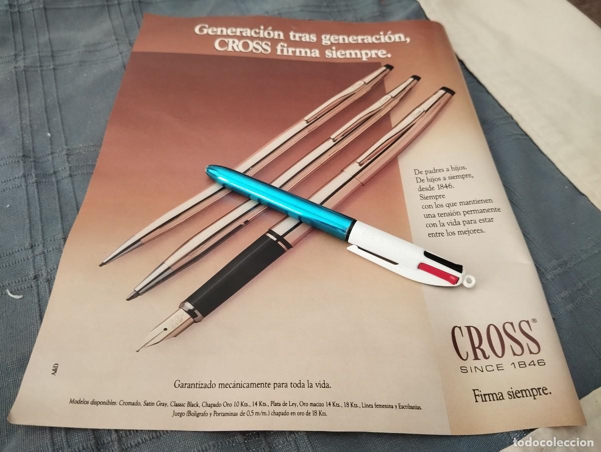 Plumas estilogr&aacute;ficas antiguas: PLUMA ESTILOGR&Aacute;FICA Y BOL&Iacute;GRAFO CROSS ANUNCIO PUBLICIDAD REVISTA 1989 BONITO PARA ENMARCAR