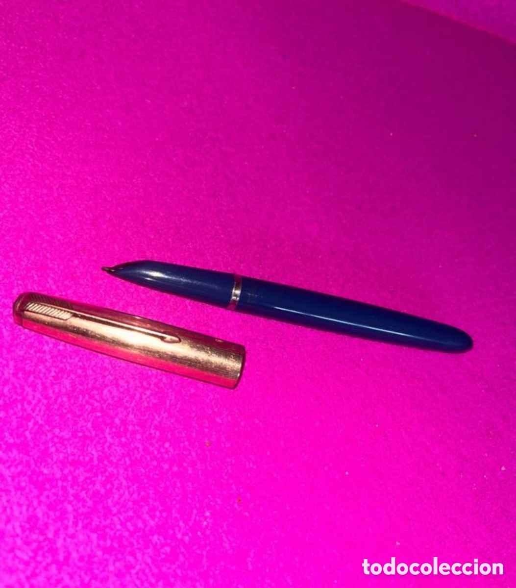 Plumas estilogr&aacute;ficas antiguas: Pluma antigua azul y dorada Parker