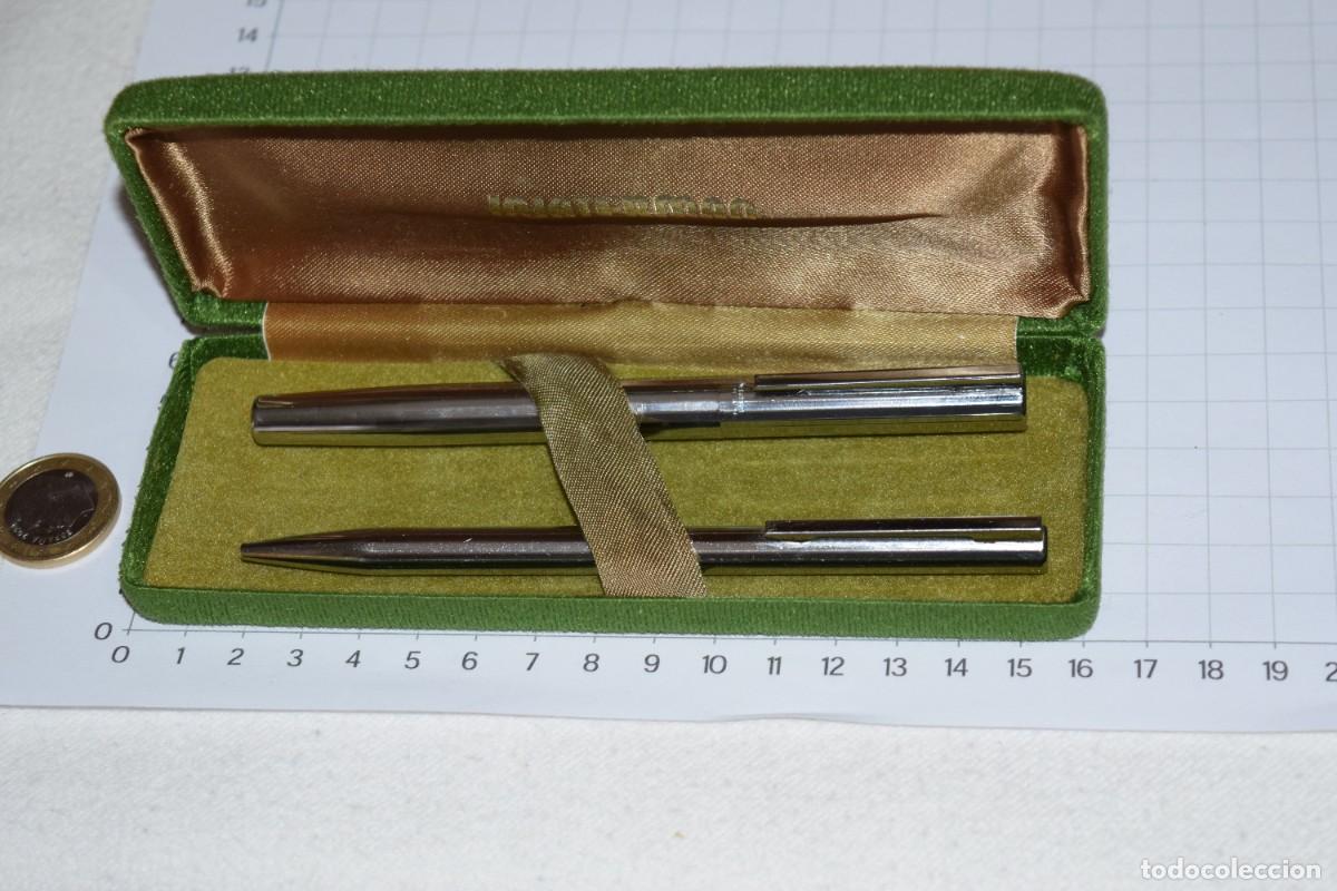 Plumas estilogr&aacute;ficas antiguas: WATERMAN TORSADE, Caja/Estuche Estilogr&aacute;fica y Bol&iacute;grafo - En niquel, cromo - Pocas se&ntilde;ales de uso