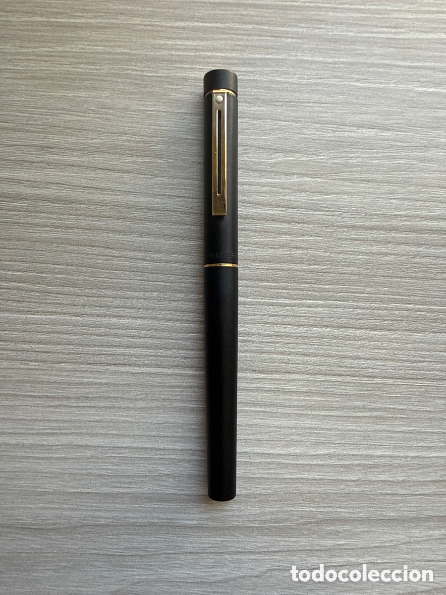 Plumas estilogr&aacute;ficas antiguas: Pluma estilogr&aacute;fica Sheaffer Targa 1003 Negro Mate - Plum&iacute;n de Oro 14K - Con pegatina original
