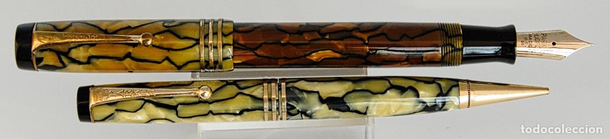 Plumas estilogr&aacute;ficas antiguas: PARKER DUOFOLD SENIOR SET STREAMLINED MADREPERLA -REF: M02- - Foto 2