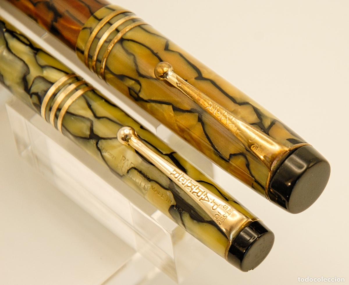 Plumas estilogr&aacute;ficas antiguas: PARKER DUOFOLD SENIOR SET STREAMLINED MADREPERLA -REF: M02- - Foto 10