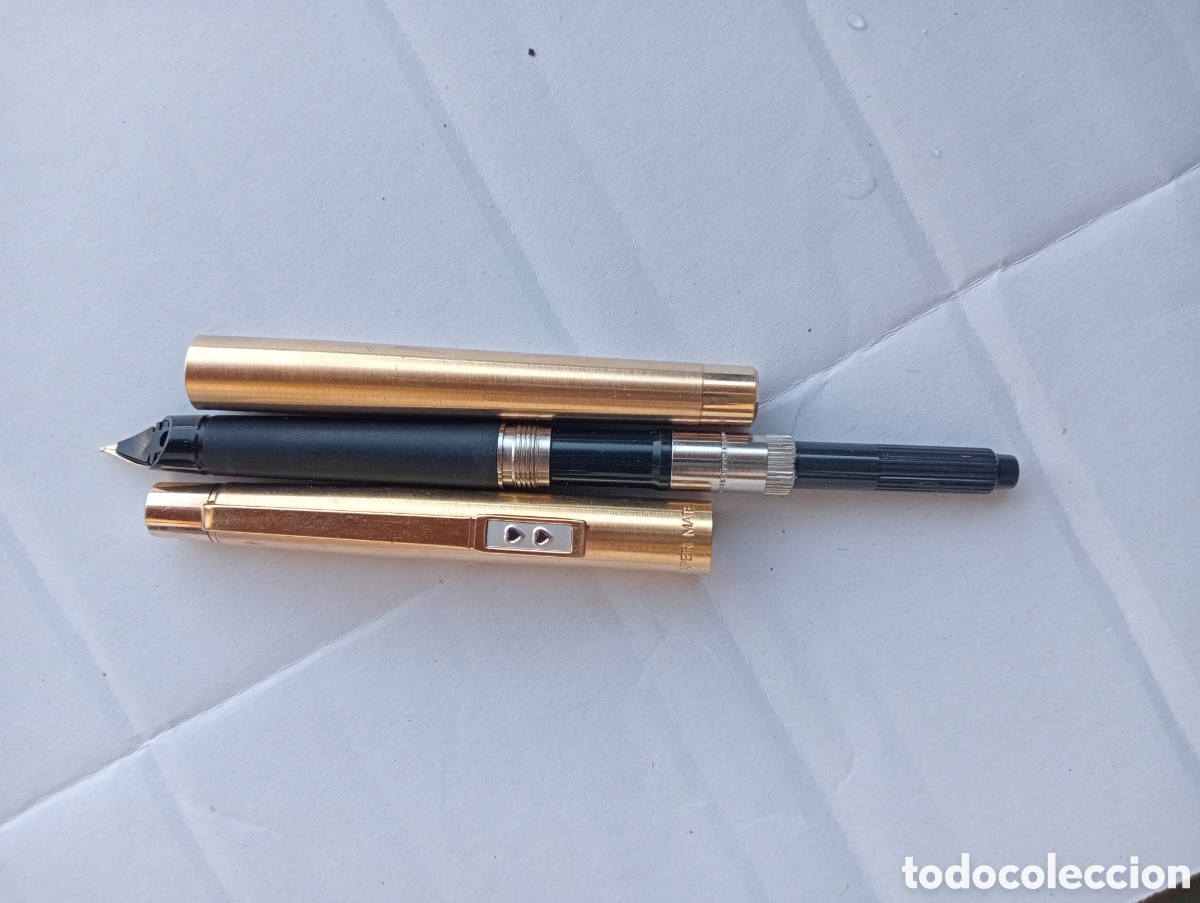 Plumas estilogr&aacute;ficas antiguas: Pluma Papermate dorada - Foto 4