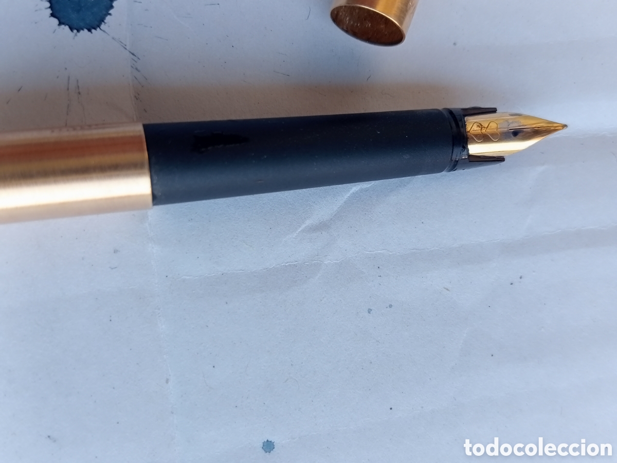 Plumas estilogr&aacute;ficas antiguas: Pluma Papermate dorada - Foto 7