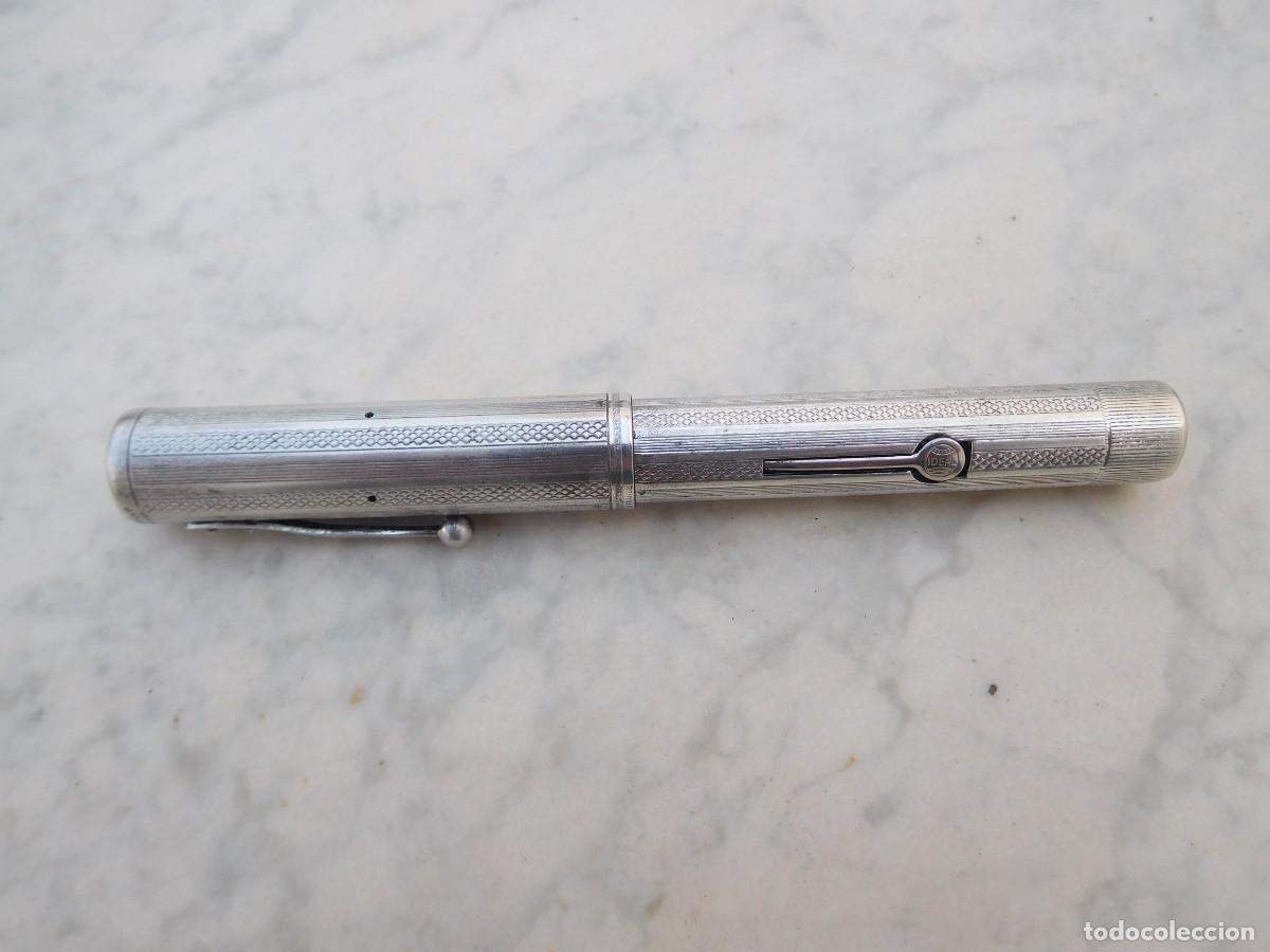 Plumas estilogr&aacute;ficas antiguas: Pluma estilogr&aacute;fica de plata Waterman's Ideal Waterman