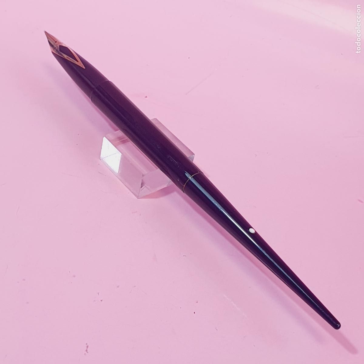 Plumas estilogr&aacute;ficas antiguas: PLUMA ESTILOGR&Aacute;FICA-SHEAFFER DESK TOUCHDAWN-NEGRA+PUNTO PLANCO-FUNCIONAL-PLUM&Iacute;N ORIGINAL ORO 14K