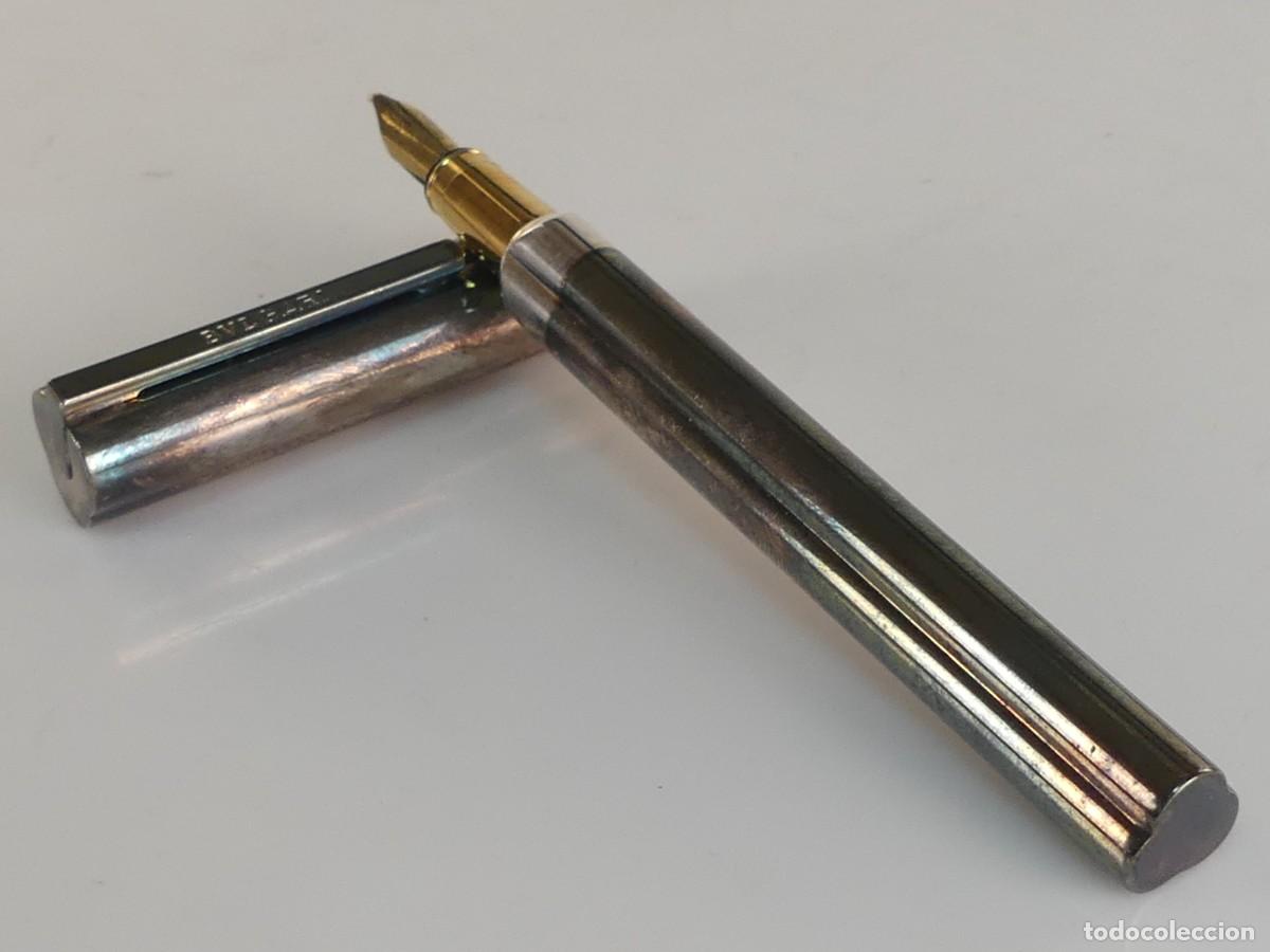 Plumas de tinta permanente antigas: PLUMA ESTILOGRAFICA MARCA BVLGARI CUERPO DE METAL PLATEADO OBJETO DE COLECCI&Oacute;N