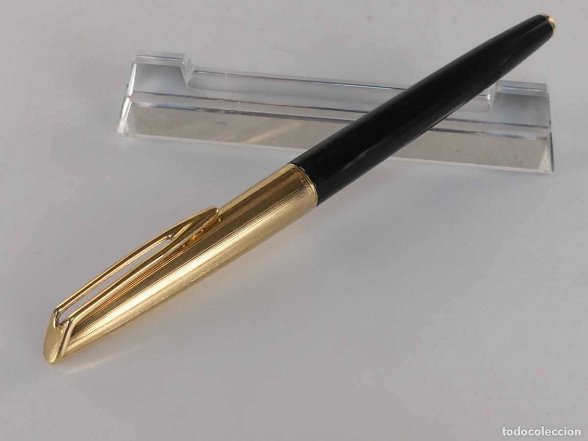 Plumas de tinta permanente antigas: PLUMA WATERMAN PLUMIN DE ORO DE 18 K OBJETO DE COLECCI&Oacute;N-TAPON CHAPADO DE ORO - SIN CARTUCHO