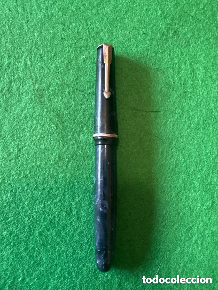 Alte F&uuml;llfederhalter: Antigua pluma marmolada con plumin de oro 14k (A15)