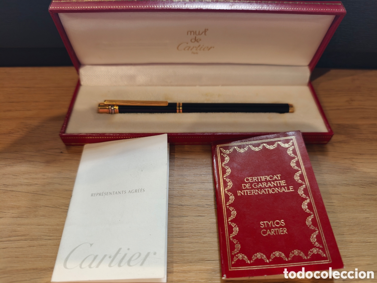 Plumas estilogr&aacute;ficas antiguas: PLUMA ESTILOGR&Aacute;FICA-MUST DE CARTIER TRINITY 3 OROS