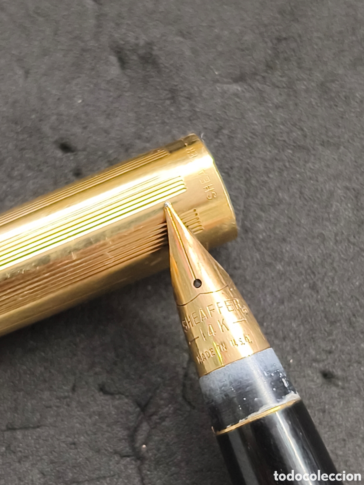 Plumas estilogr&aacute;ficas antiguas: Pluma Sheaffer, plum&iacute;n oro 14k - Foto 2