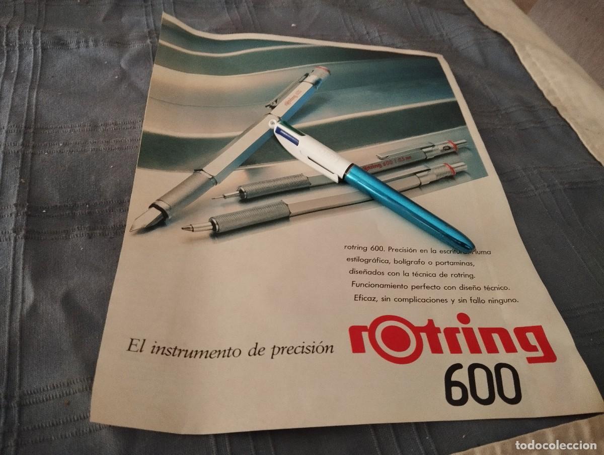 Plumas estilogr&aacute;ficas antiguas: ROTRING 600 PLUMA ESTILOGR&Aacute;FICA Y BOL&Iacute;GRAFO ANUNCIO PUBLICIDAD REVISTA 1991 BONITO PARA ENMARCAR