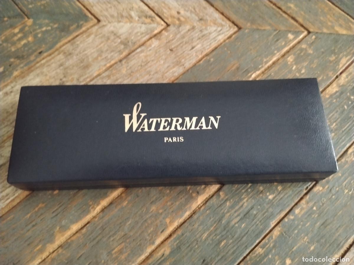 Plumas estilogr&aacute;ficas antiguas: Caja original Waterman para bol&iacute;grafo o estilogr&aacute;fica &ndash; azul y dorado