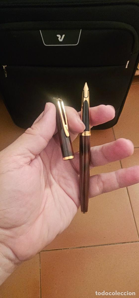 Plumas estilogr&aacute;ficas antiguas: Pluma waterman Tortoisr Shell plumin oro