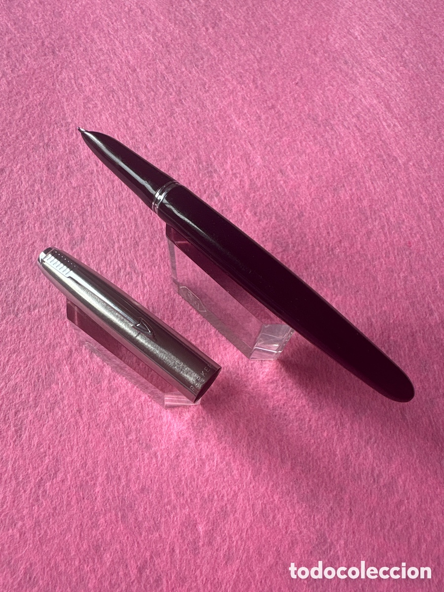 Plumas estilogr&aacute;ficas antiguas: Pluma estilogr&aacute;fica Parker 21 negra y acero (A8)