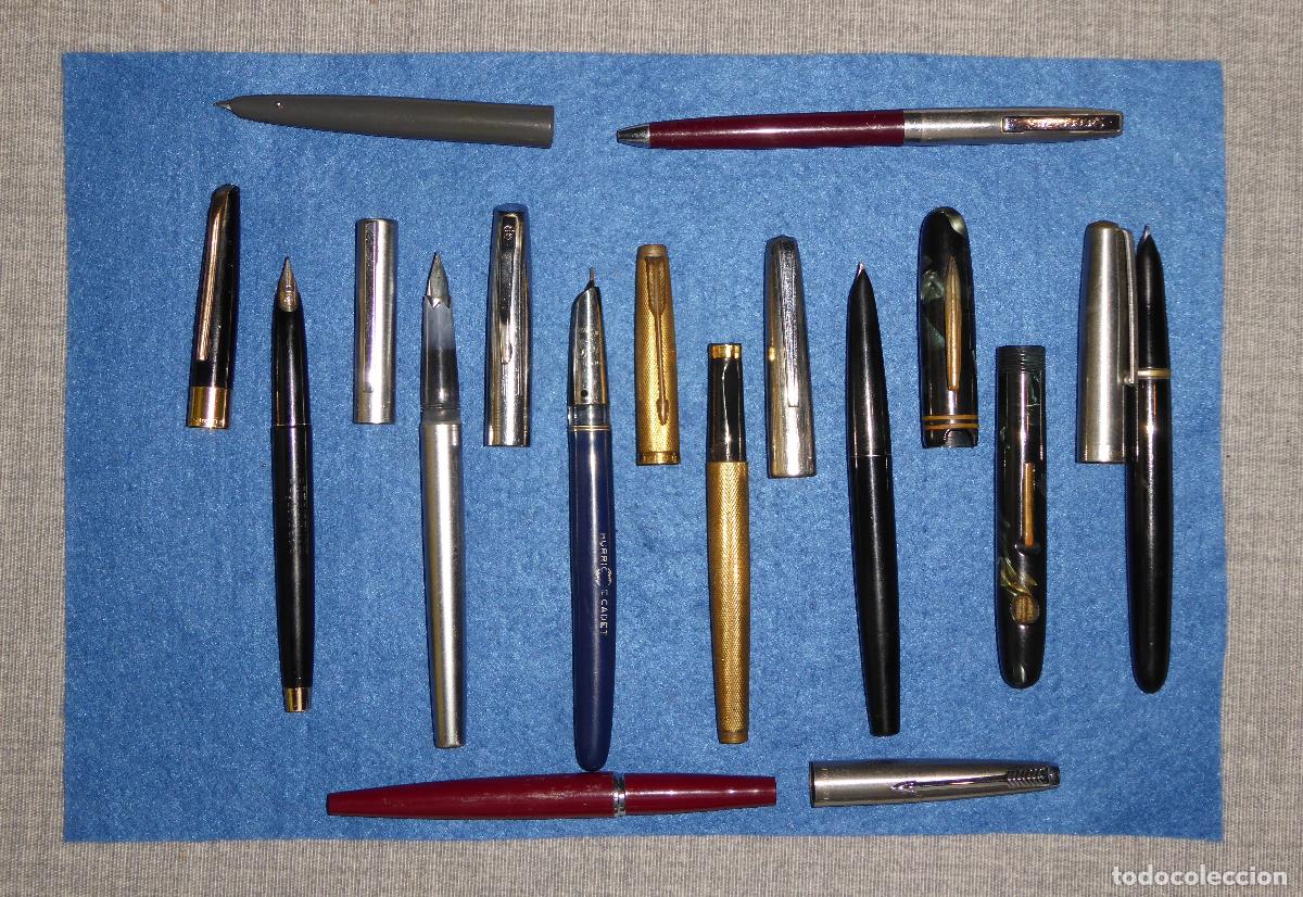 Plumas estilogr&aacute;ficas antiguas: LOTE DE 9 PLUMAS Y UN BOLIGRAFO CON DEFECTOS E INCOMPLETAS