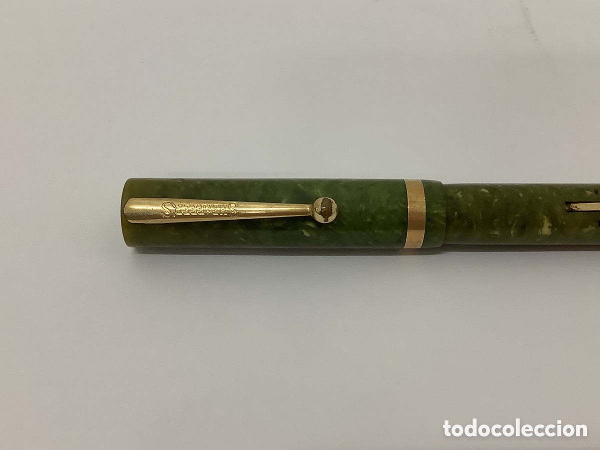 Plumas estilogr&aacute;ficas antiguas: ANTIGUA PLUMA SHEAFFER LIVE TIME VERDE JADE