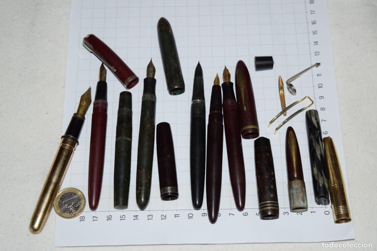 Plumas estilogr&aacute;ficas antiguas: Lote PLUMAS antiguas, para piezas, reparaci&oacute;n/restauraci&oacute;n - Diferentes tipos - &iexcl;Mira fotos! Lote 02