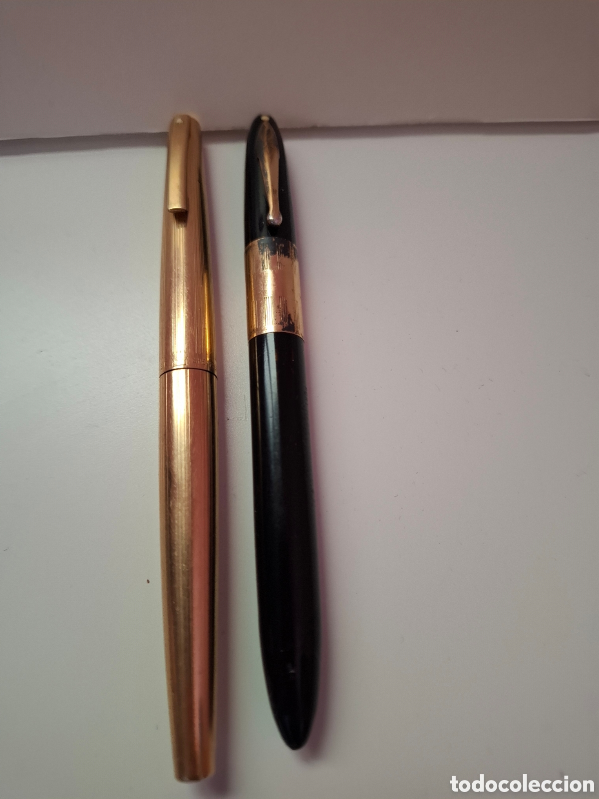 Plumas estilogr&aacute;ficas antiguas: 2 PLUMA SHEAFFER PLUMIN ORO