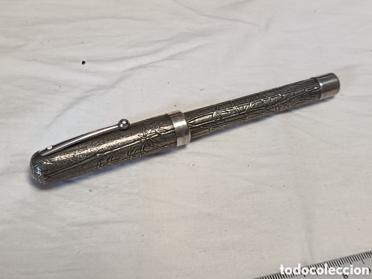 Plumas estilogr&aacute;ficas antiguas: SHEAFFER ROYAL SELANGOR PEWTER, SERIE ASIA, BAMBOO , PLUM&Iacute;N ORO 18K PLUMA ESTILOGRAFICA