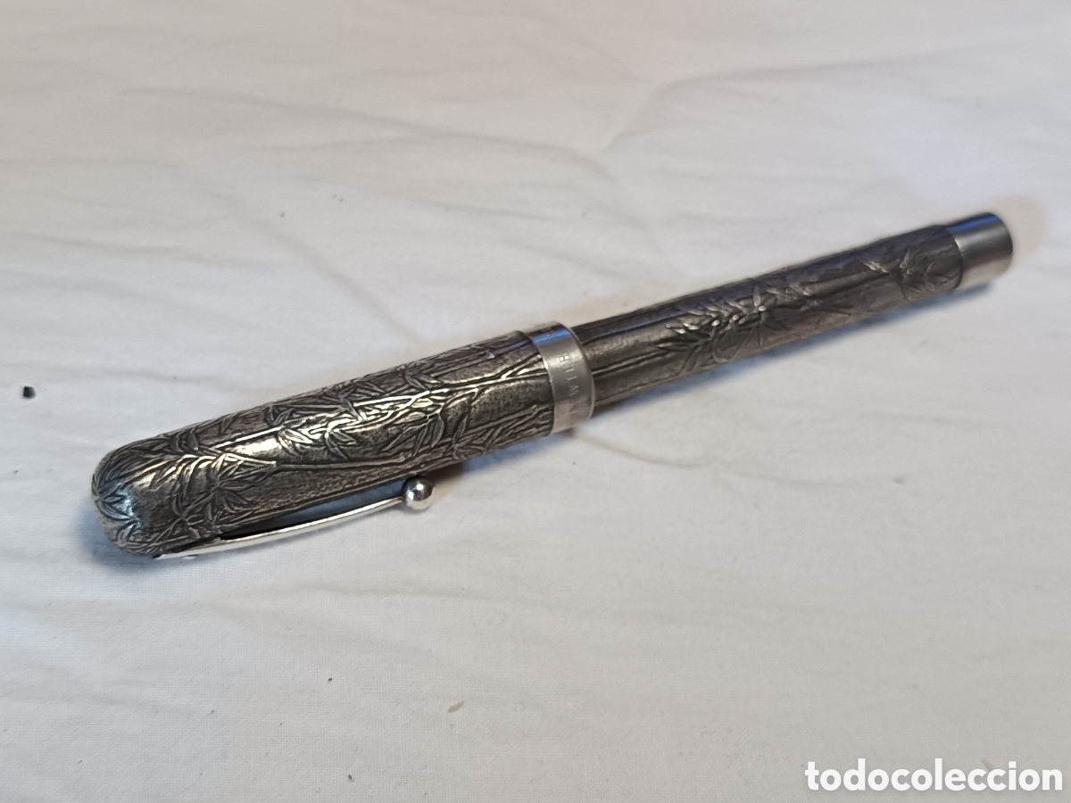 Plumas estilogr&aacute;ficas antiguas: SHEAFFER ROYAL SELANGOR PEWTER, SERIE ASIA, BAMBOO , PLUM&Iacute;N ORO 18K PLUMA ESTILOGRAFICA