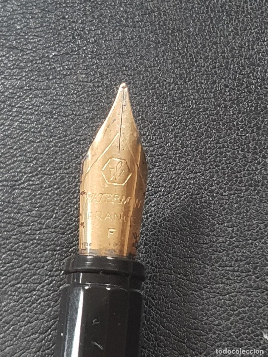 Plumas estilogr&aacute;ficas antiguas: Pluma waterman plumin de oro usada - Foto 2