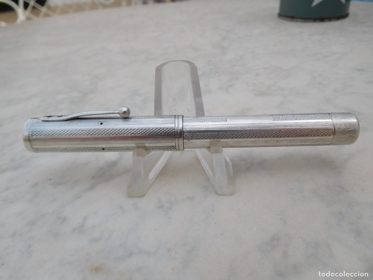 Plumas estilogr&aacute;ficas antiguas: Pluma estilogr&aacute;fica de plata Waterman's Ideal Waterman