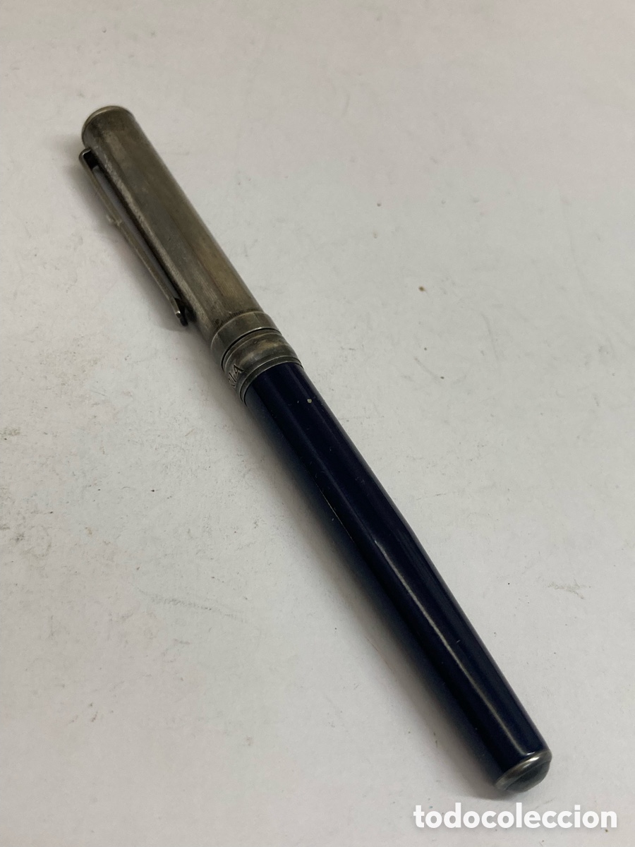 Plumas estilogr&aacute;ficas antiguas: Pluma Argentar&iacute;a cuerpo celuloide azul