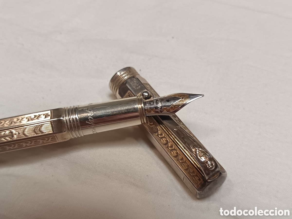 Plumas estilogr&aacute;ficas antiguas: MONTEGRAPPA ,ROMEO, ED. LIMITADA1995, PLATA DE LEY, PLUMIN ORO 18K . PLUMA ESTILOGRAFICA