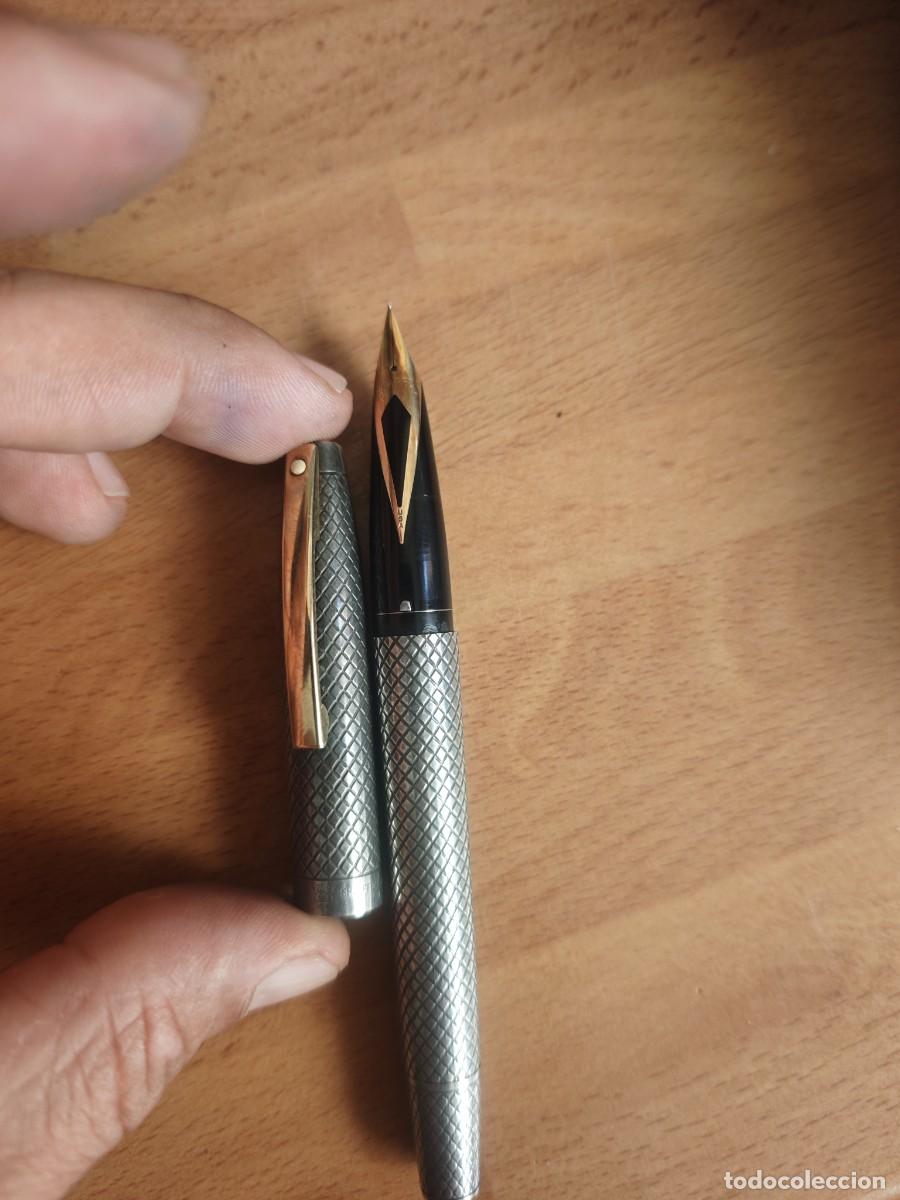 Plumas estilogr&aacute;ficas antiguas: Pluma estilogr&aacute;fica Sheaffer imperial plata de ley y oro
