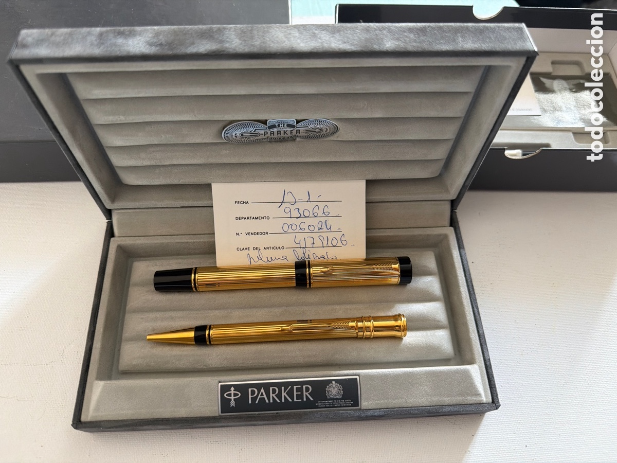 Plumas estilogr&aacute;ficas antiguas: Impresionante pareja de Parker Doufold pluma y boli