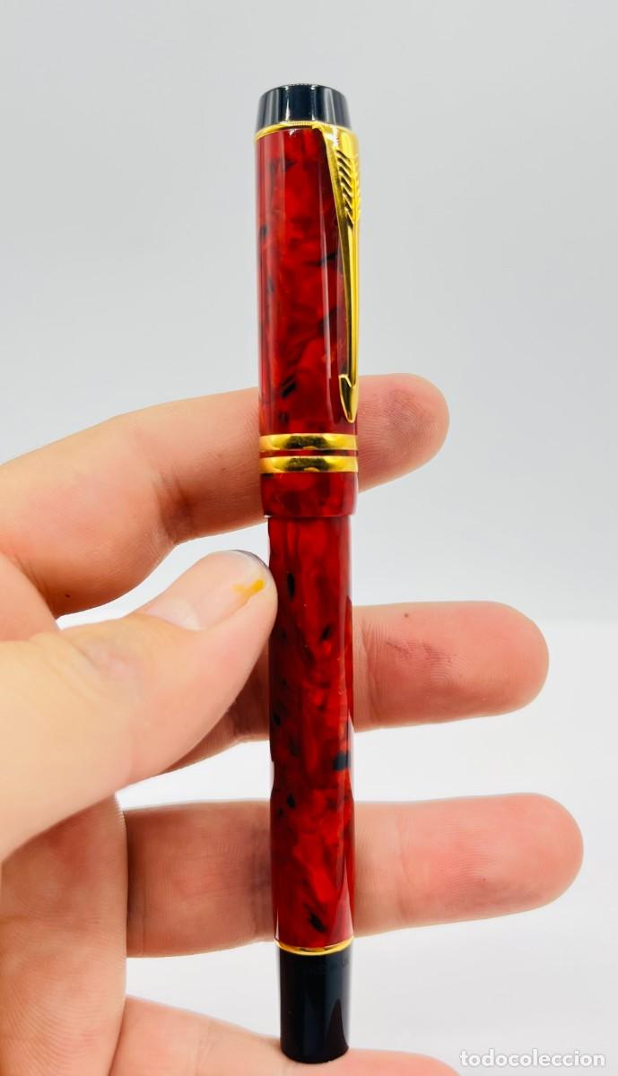 Plumas estilogr&aacute;ficas antiguas: PLUMA ESTILOGRAFICA PARKER DUOFOLD INTERNATIONAL RED JASPER ORO 18K 750