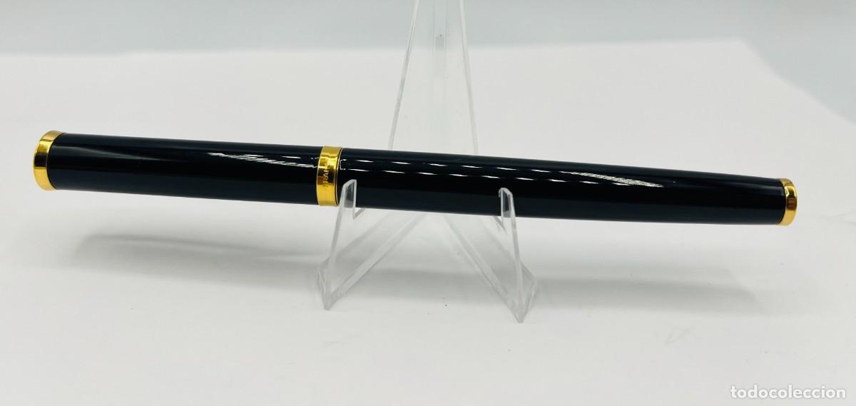 Plumas estilogr&aacute;ficas antiguas: PLUMA ESTILOGRAFICA WATERMAN L ETALON NEGRA PLUMIN ORO 18K 750 FRANCE