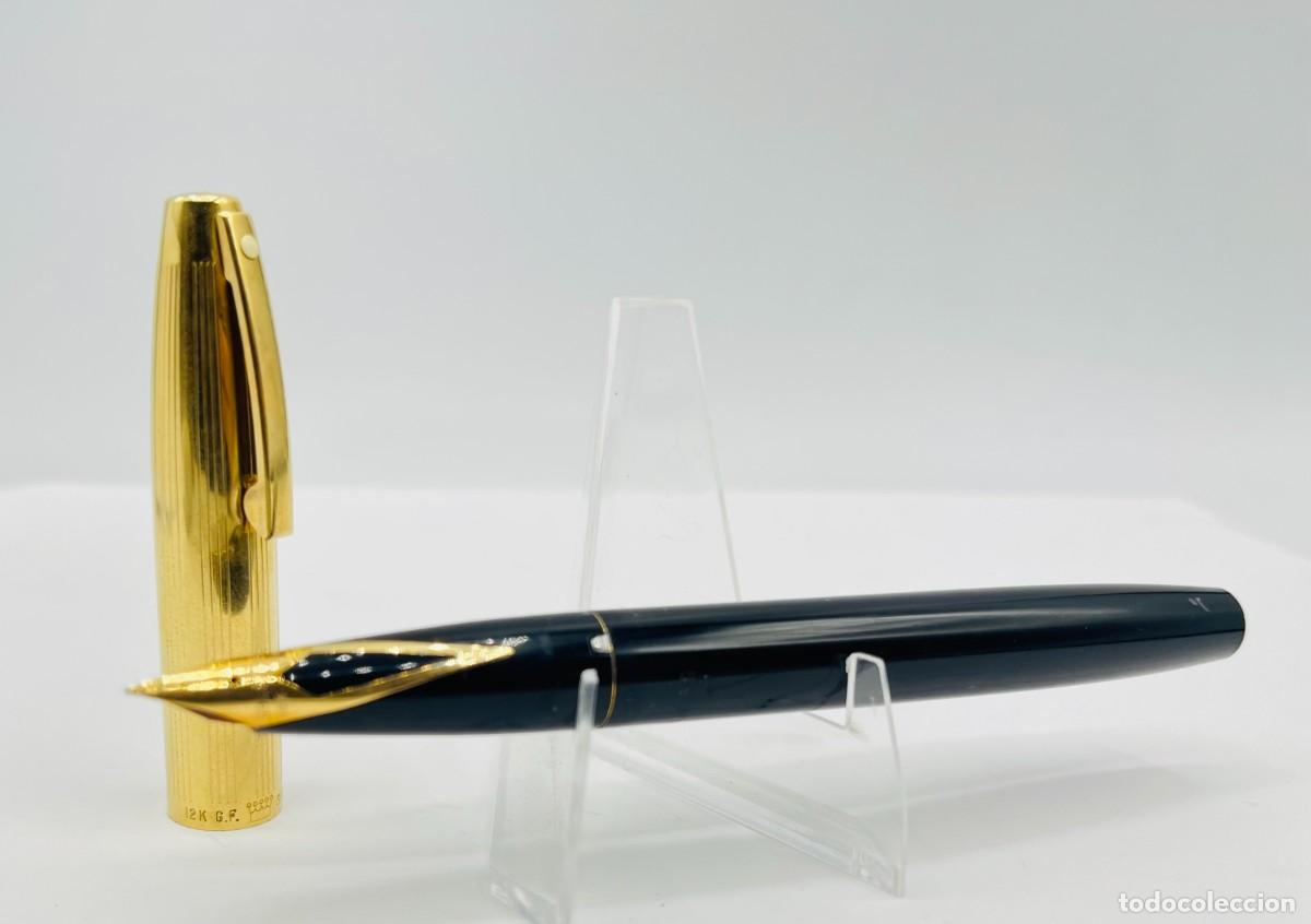Plumas estilogr&aacute;ficas antiguas: PLUMA SHEAFFER VINTAGE PLUM&Iacute;N ORO 14K CAPUCH&Oacute;N 12K GF USA A&Ntilde;OS 60