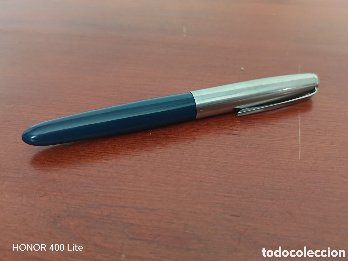 Plumas estilogr&aacute;ficas antiguas: Pluma estilogr&aacute;fica Parker 21 de color azul teca