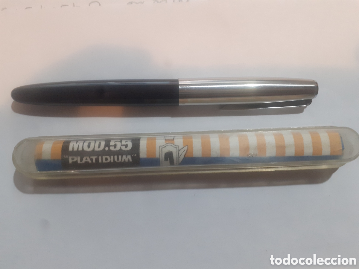 Plumas estilogr&aacute;ficas antiguas: PLUMA ESTILOGRAFICA INOXCROM PLATIDIUM MOD 55. CON SU CAJA