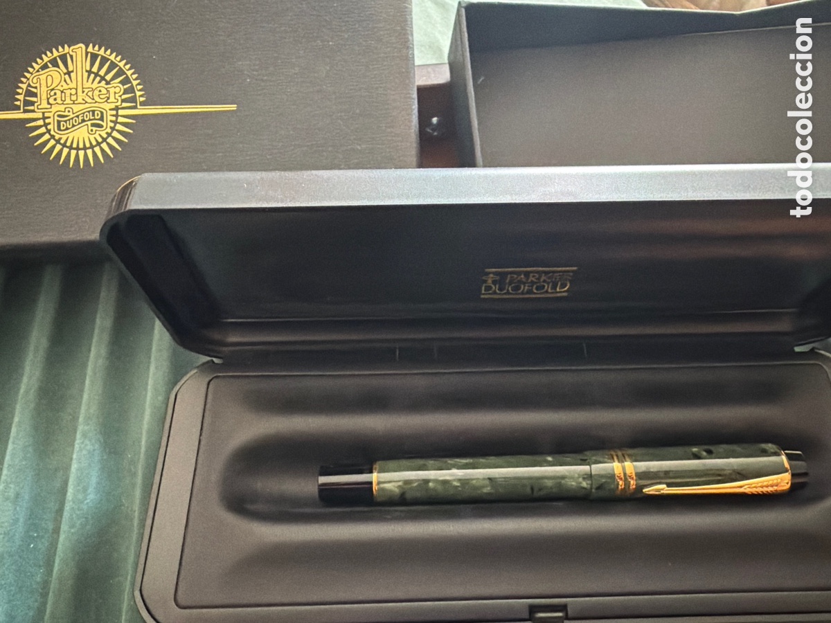 Plumas estilogr&aacute;ficas antiguas: Pluma estilogr&aacute;fica Parker doufold verde jade