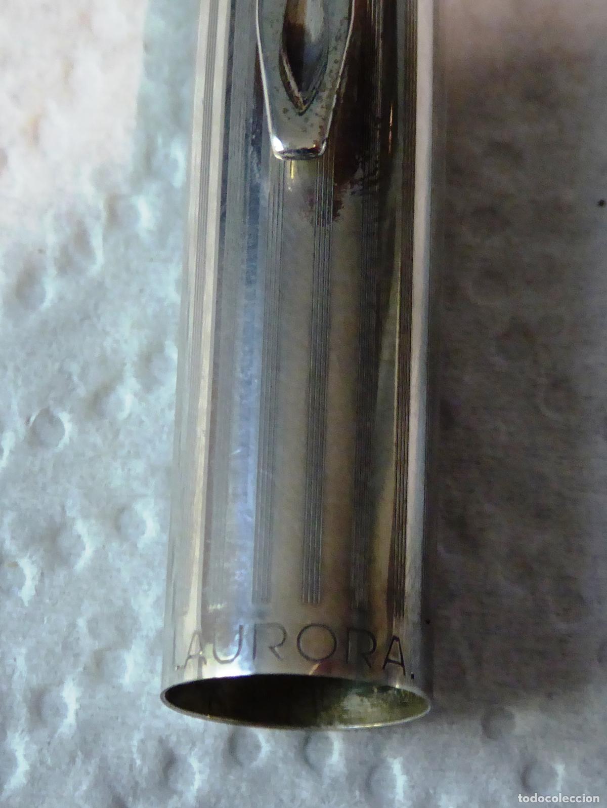 Plumas estilogr&aacute;ficas antiguas: PLUMA ESTILOGRAFICA AURORA 98 - PLATA - Foto 7