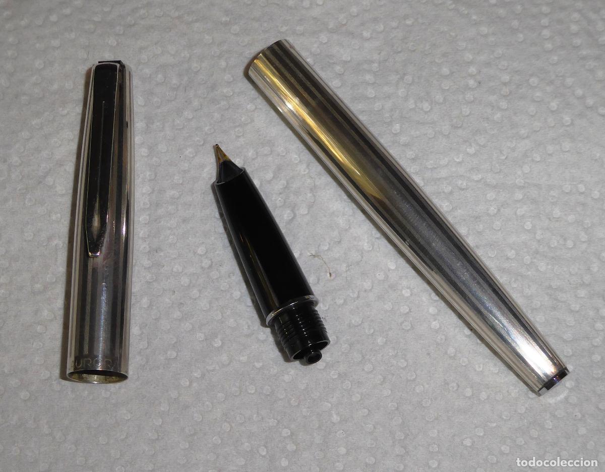 Plumas estilogr&aacute;ficas antiguas: PLUMA ESTILOGRAFICA AURORA 98 - PLATA - Foto 9