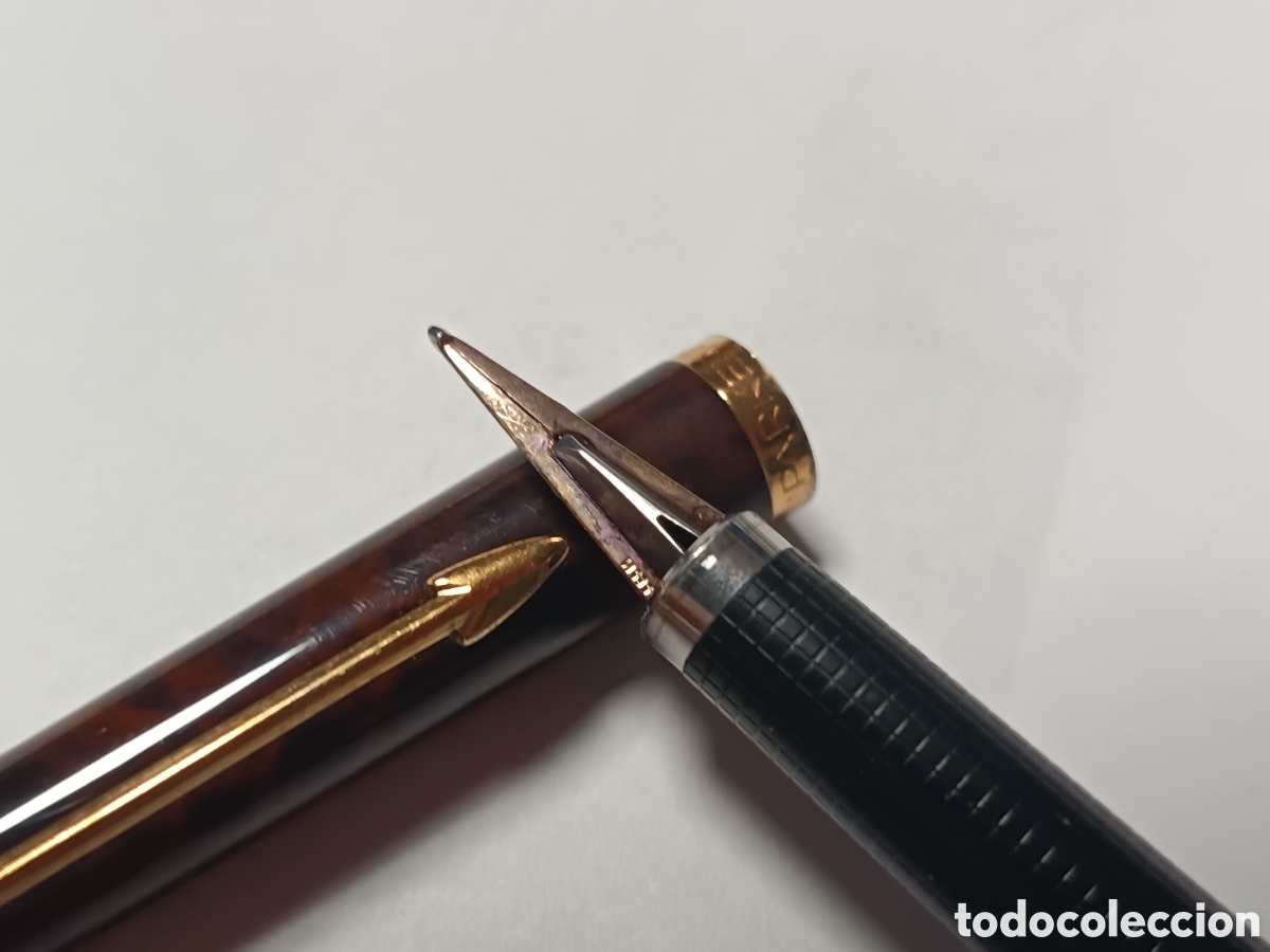 Plumas estilogr&aacute;ficas antiguas: PARKER 180 THUYA, LACA. PLUMIN ORO 14 KILATES