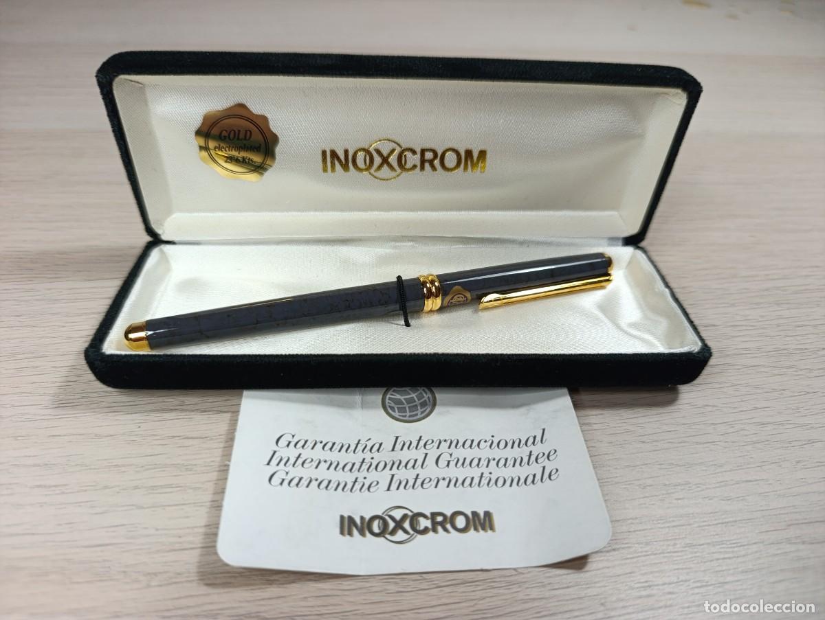 Alte F&uuml;llfederhalter: Pluma Inoxcrom Gold Electroplated 23,6K - Caja