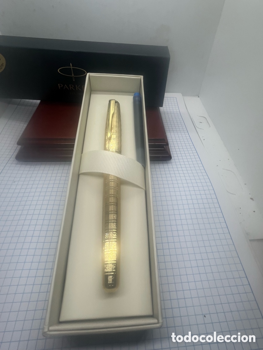 Alte F&uuml;llfederhalter: PLUMA PARKER SONNET FRANCE DORADA 18 k - 750 , F , sin uso nueva