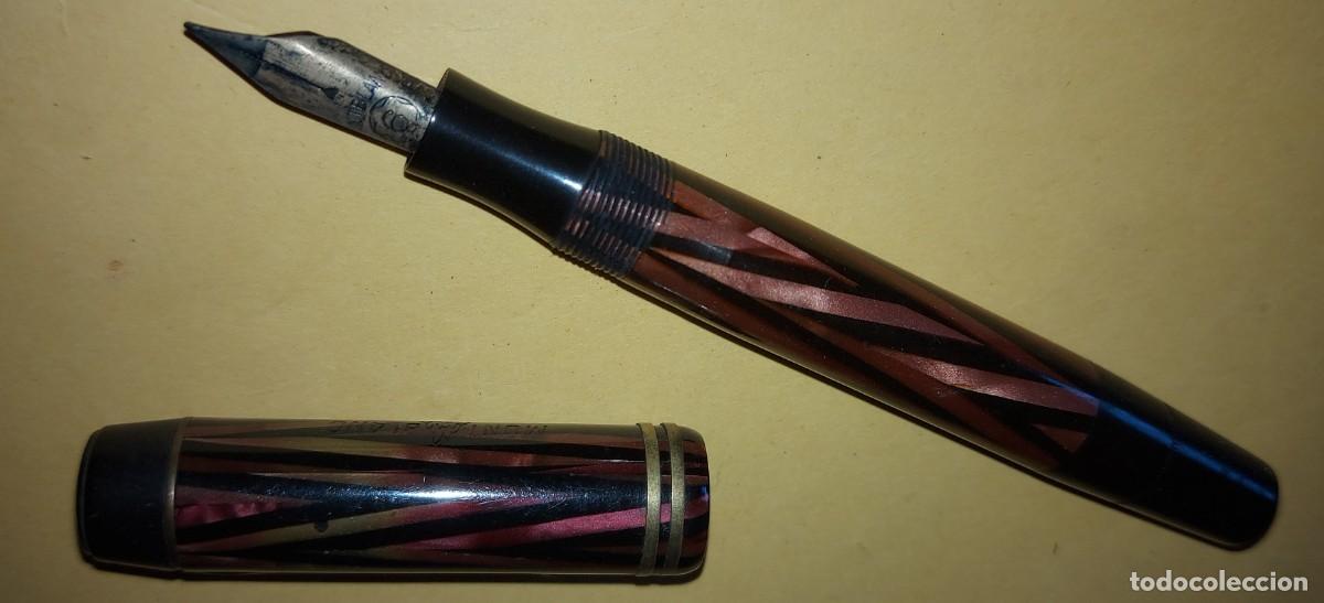 Plumas estilogr&aacute;ficas antiguas: ANTIGUA PLUMA MONTBLANC MODELO CHEVRON O STRIATED, COLOR BURDEOS, NUMERO 246