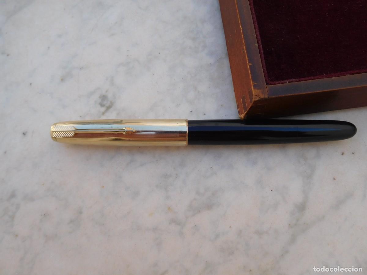 Plumas de tinta permanente antigas: Pluma estilogr&aacute;fica antigua Parker 51 Vacumatic USA Color negro