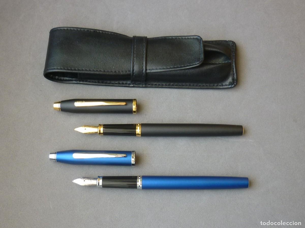 Plumas estilogr&aacute;ficas antiguas: Pareja Plumas Cross Classic Century II Con Estuche Cuero Cross. Impecables.
