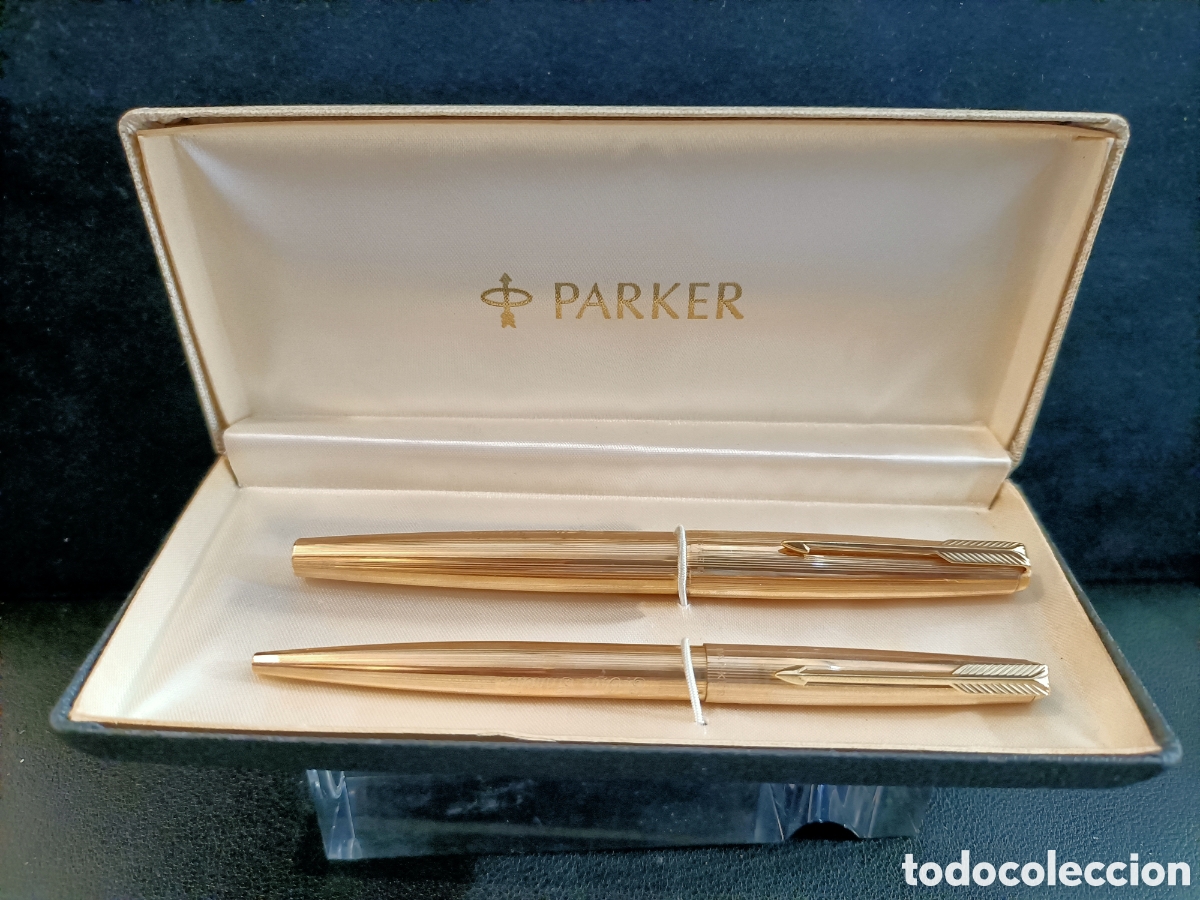 Plumas estilogr&aacute;ficas antiguas: Conjunto de bol&iacute;grafo y pluma Parker modelo 61.