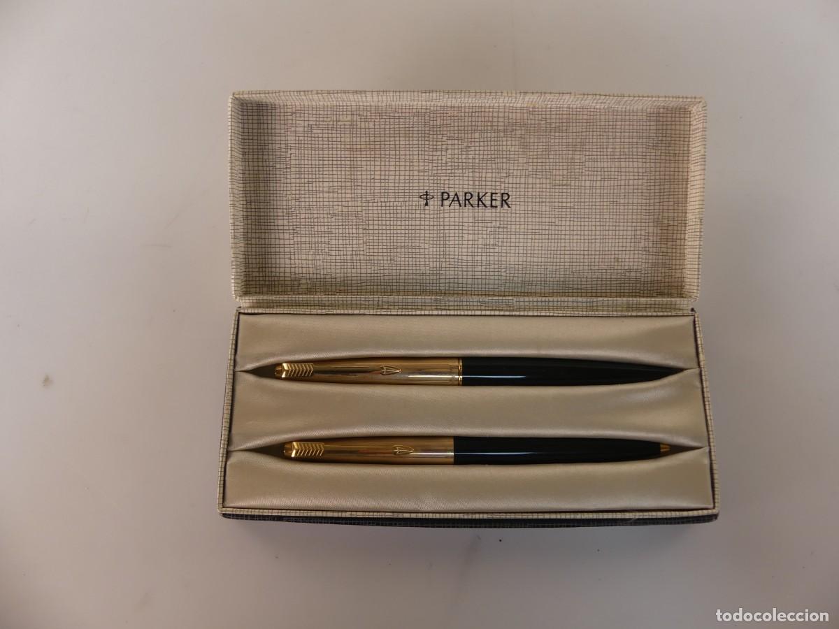 Penne stilografiche antiche: JUEGO DE PLUMA Y BOLIGRAFO MARCA PARKER CON ESTUCHE