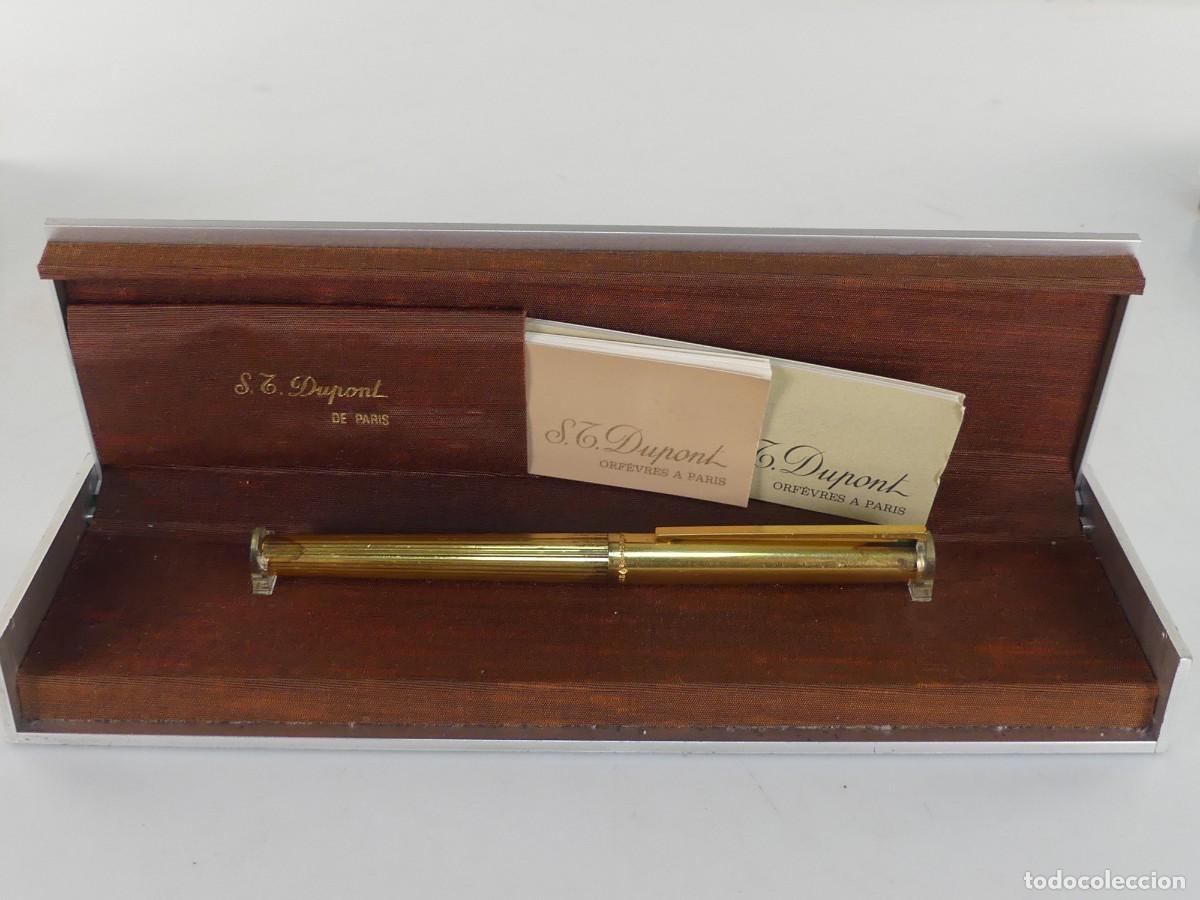 Penne stilografiche antiche: PLUMA ESTILOGRAFICA MARCA DUPONT CUERPO DE PLATA PLUMIN DE ORO 18K