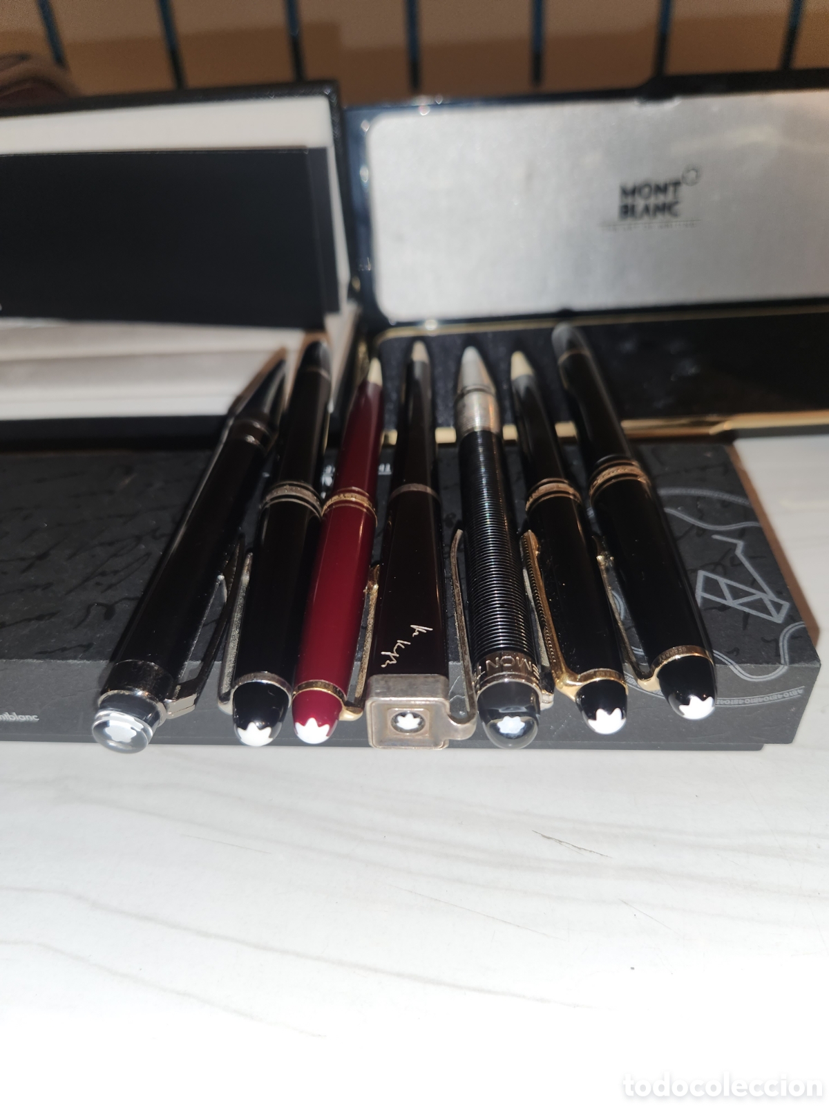 Plumas estilogr&aacute;ficas antiguas: Lote de montblanc 6 bolegrafo y pluma